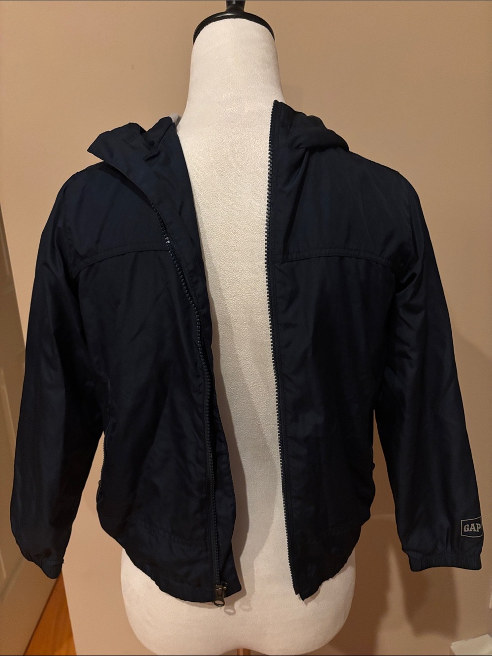 GAP Kids Dark Navy Hooded Jersey lined windbreaker